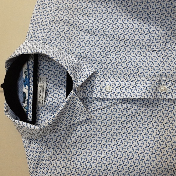 Projek Raw casual button down shirt white blue plane printed vacation beach  2XT - Picture 2 of 6